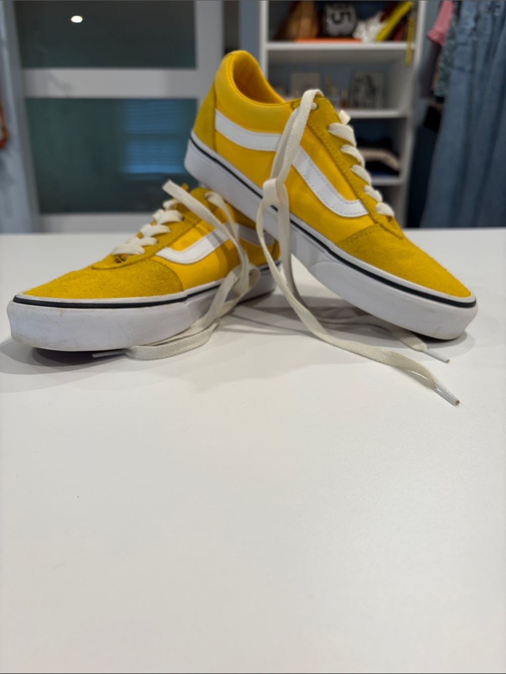 Vans Yellow and White Old Skool Low Top Sneakers